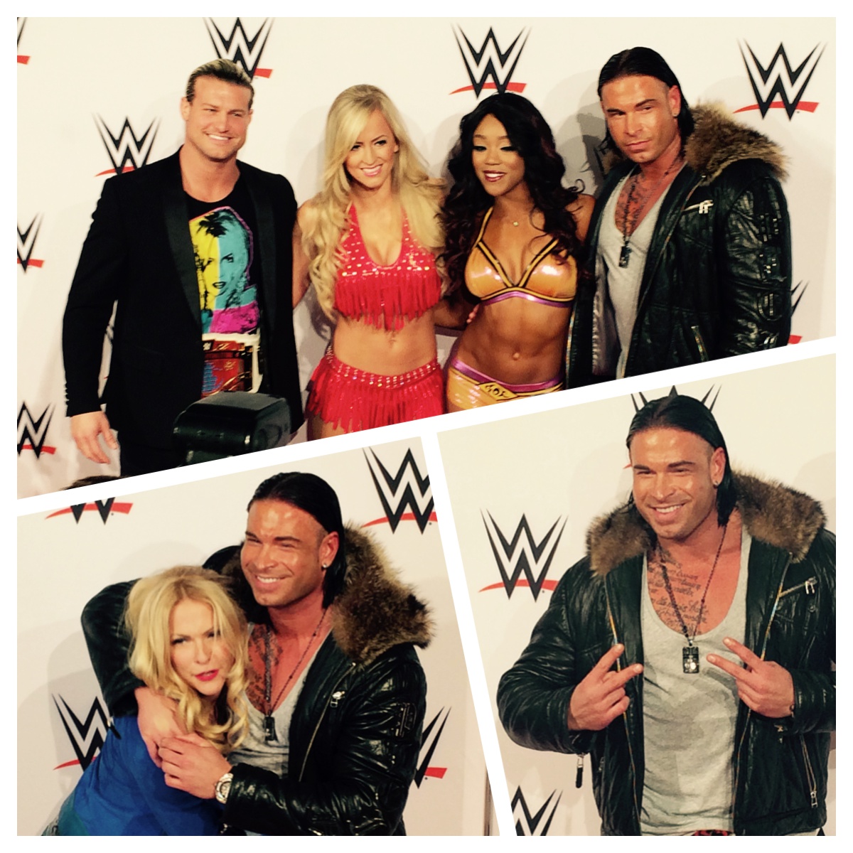 WWE Superstars zusammen mit Tim Wiese auf dem roten Teppich bei der WWE Live-Show am 15.11.2014 in Frankfurt